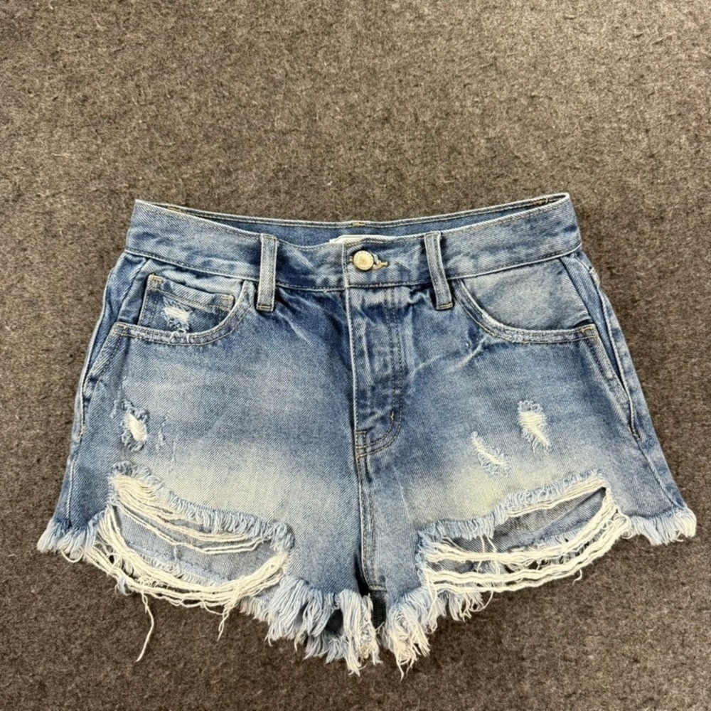 KanCan‎ Signature High Rise Distressed Denim Cutoff Shorts Size XS